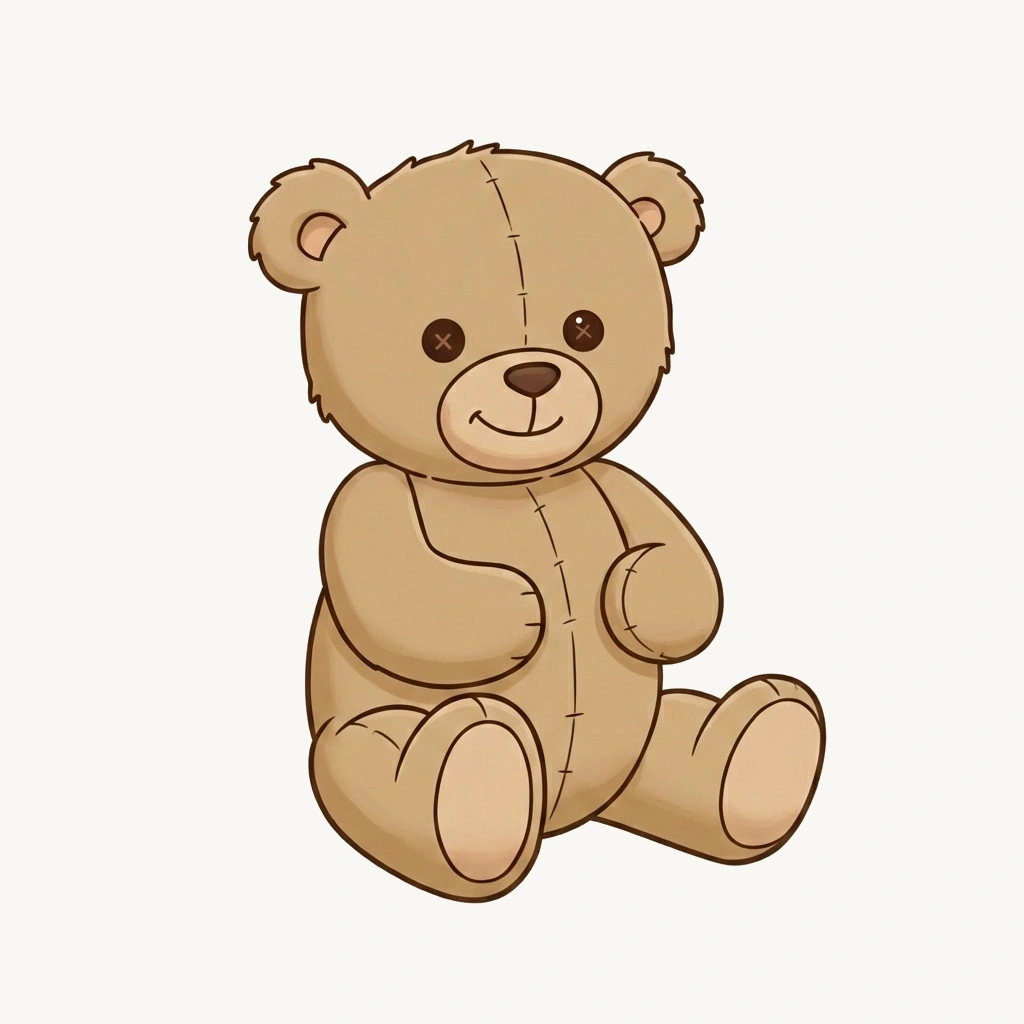 Happy teddy bear with button eyes