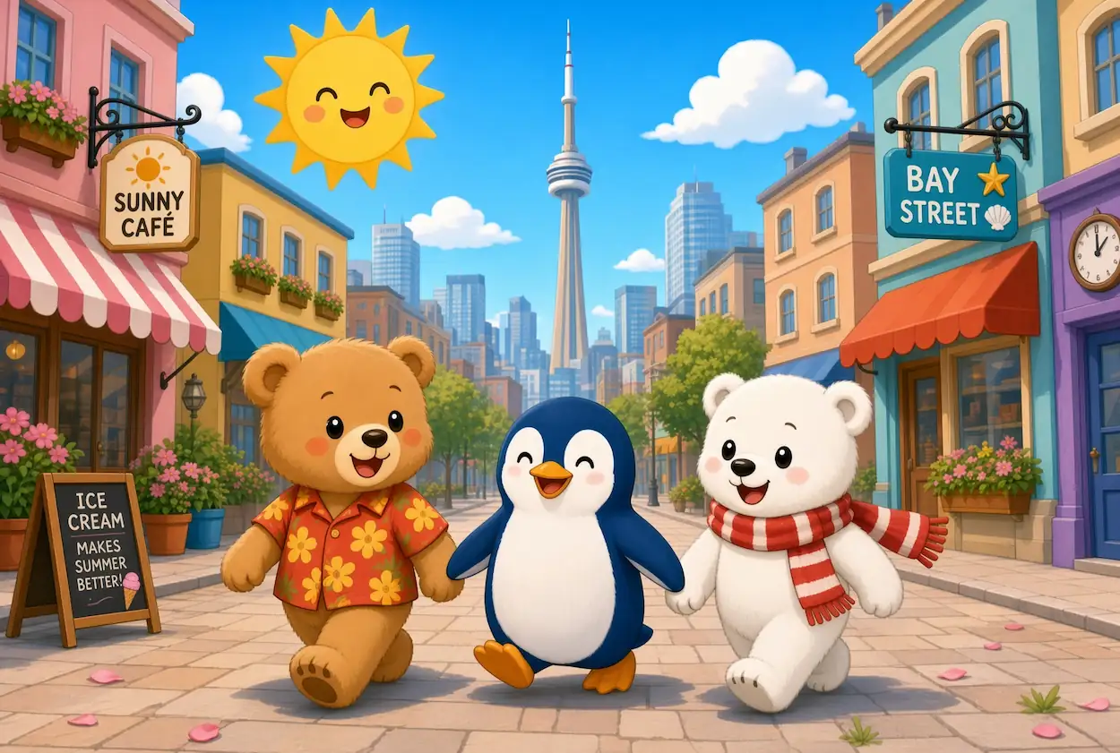 Illustration of friends walking together in Toronto