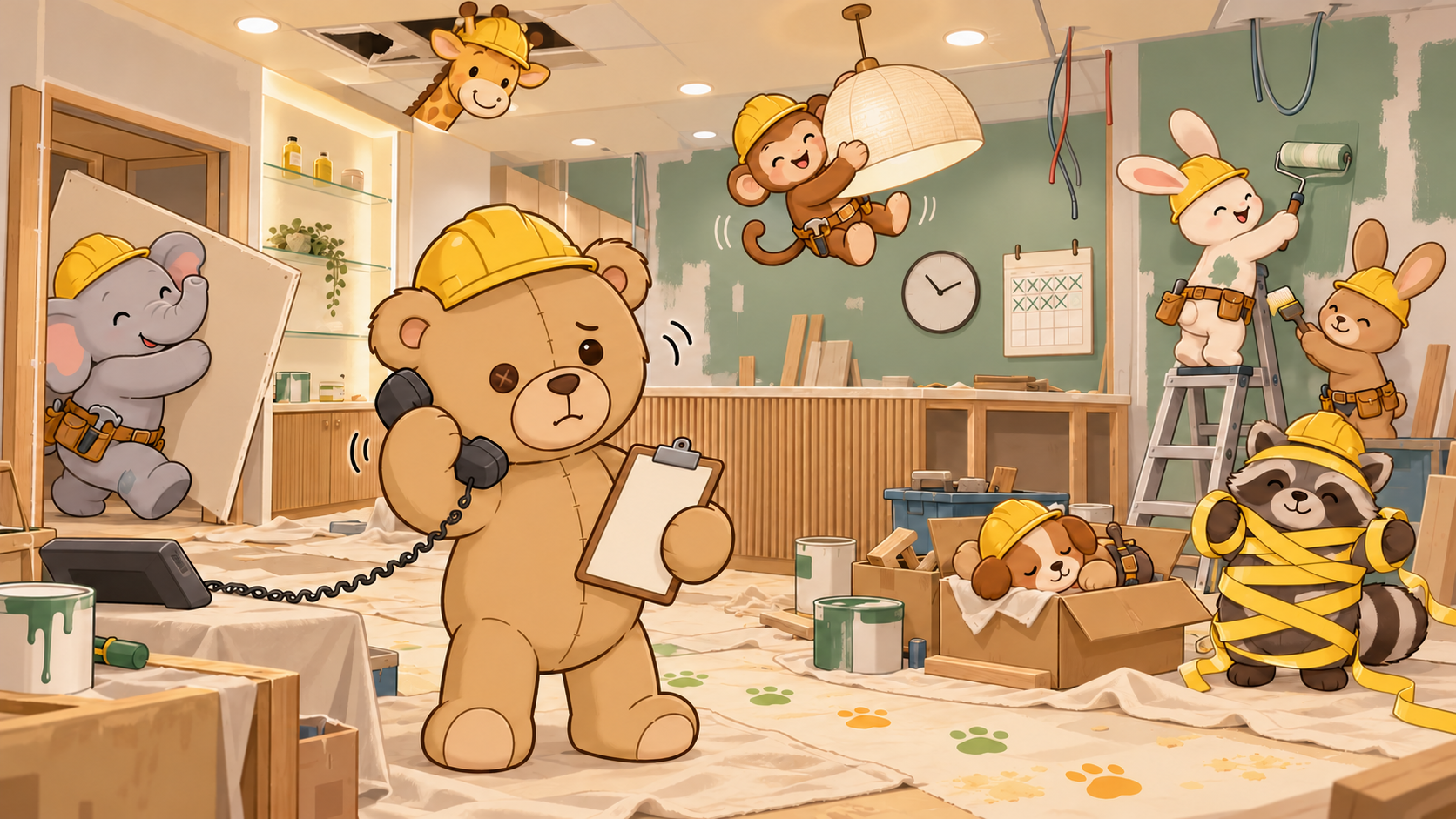Richard answering phone at Button Health trying to manage the reno and hire the doctors on time
